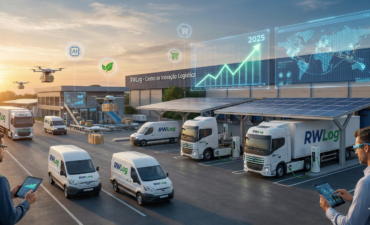 Retrospectiva das Tendências Logística 2025, mostrando o avanço da digitalização e sustentabilidade no setor.